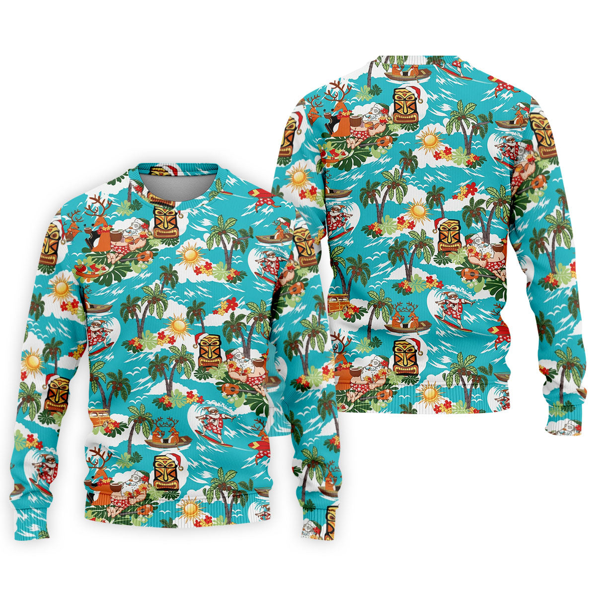 Men's Funny Surfing Santa Hawaiian Golf Shirt, Christmas Golf Shirt, Fun Golf Polo For Men