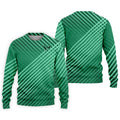 Green And White Striped Pattern Golf Tops For Men, Performance Golf Shirt, Polo Shirts For Men