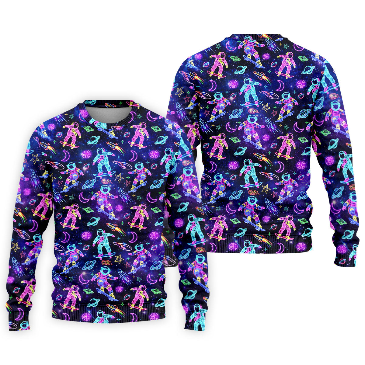 Neon Astronaut Skateboarding Galaxy Polo Shirt, Mens Golf Shirts, Golf Polo Shirts For Men, Printed Golf Shirts