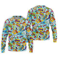 Comic Pattern Hawaiian Golf Shirt, Retro Style Men's Golf Shirt, Polo Shirts For Men