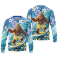 Surfing Bigfoot Riding Ocean Waves Design Hawaiian Golf Polo, Golf Tops For Men, Golfing Apparel