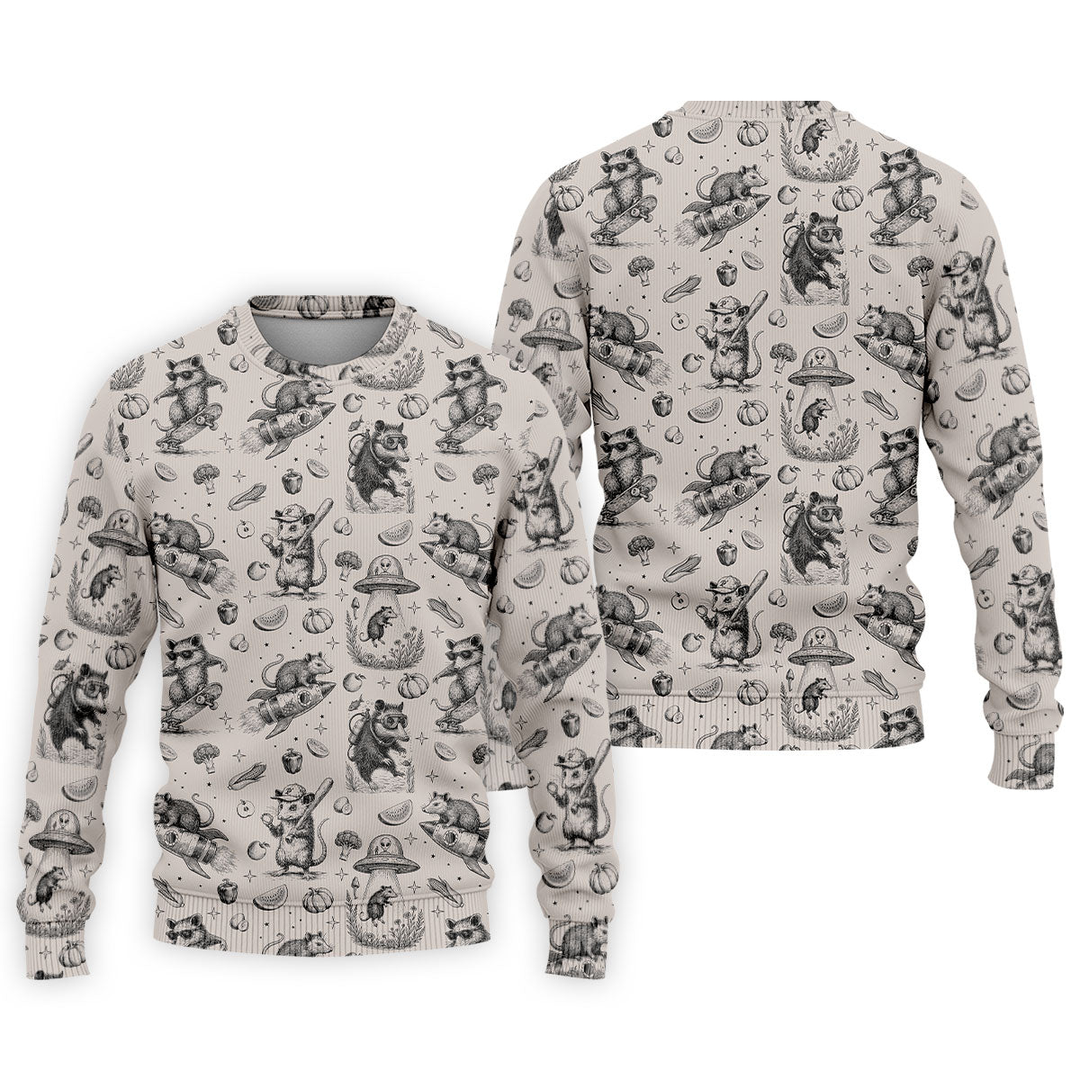 Mice and UFOs in a Fantasy Woodland Pattern Hawaiian Golf Polo, Golf Tops For Men, Golfing Apparel