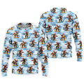 Funny Surfing Santa Bigfoot Christmas Polo Shirt, Mens Golf Polo, Hawaiian Golf Shirt