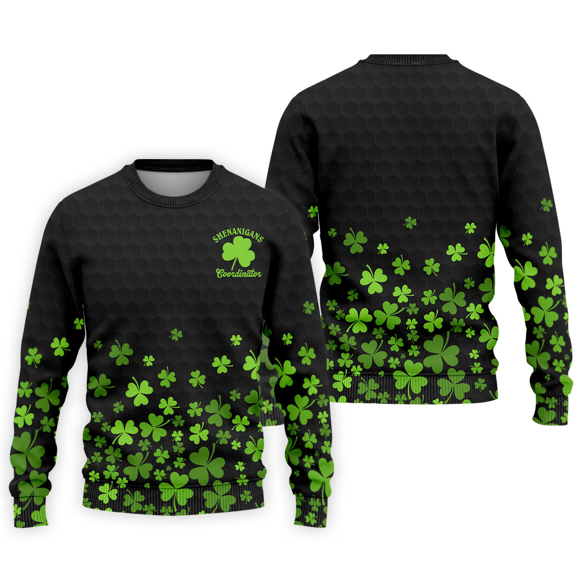 Shenanigans Coordinator Golf Ball Pattern St Patrick Day Black Golf Shirt, Golf Tops For Men, Golf Shirts For Men