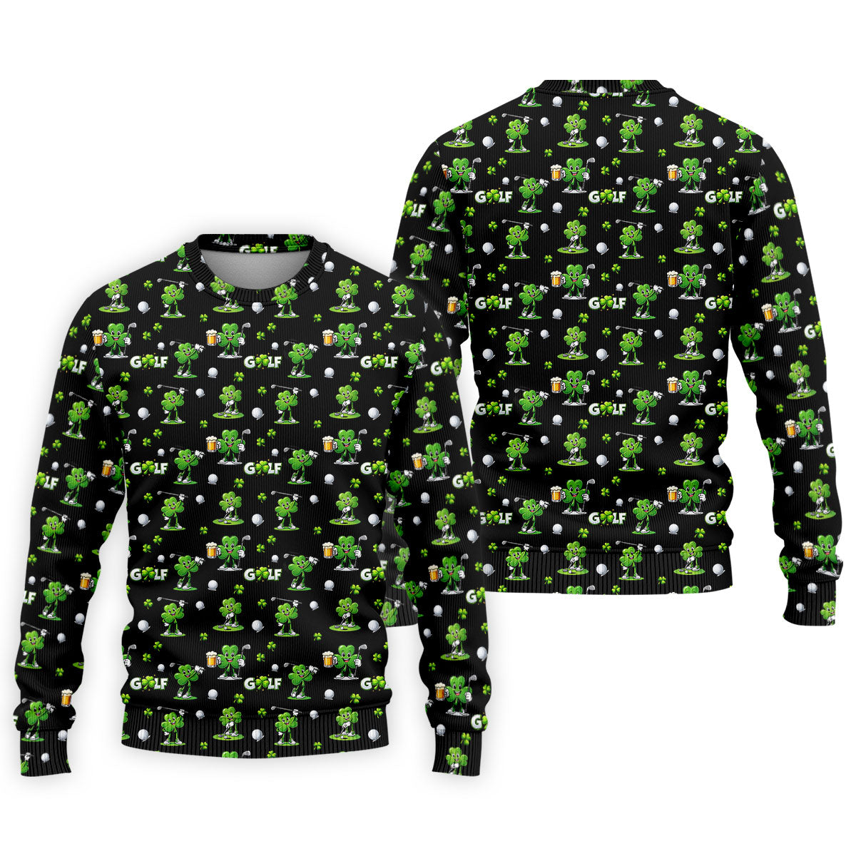 Three Leaf Clover Golf And Beer St Patrick's Day Black Golf Shirt, Fun Golf Shirts For Men, Polo Shirts For Men