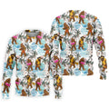 Bigfoot With Flamingo Float And Guitar Tropical Pattern Hawaiian Golf Polo, Golf Gift For Men, Golfing Apparel