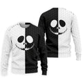 Black White Skull Face Halloween Golf Polo Shirt, Mens Golf Shirts, Golf Polo Shirts For Men