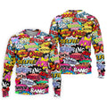 Comic Pop Art Golf Shirt, Retro Speech Bubble Pattern, Polo Shirts For Men