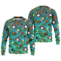 Teal Tropical Cocktail Parrot Pattern Golf Polo Shirt, Men's Golf Shirt, Golf Polo Shirts For Men