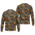 Colorful Sugar Skull Halloween Polo Shirt, Golf Shirts For Men, Golf Apparel For Men