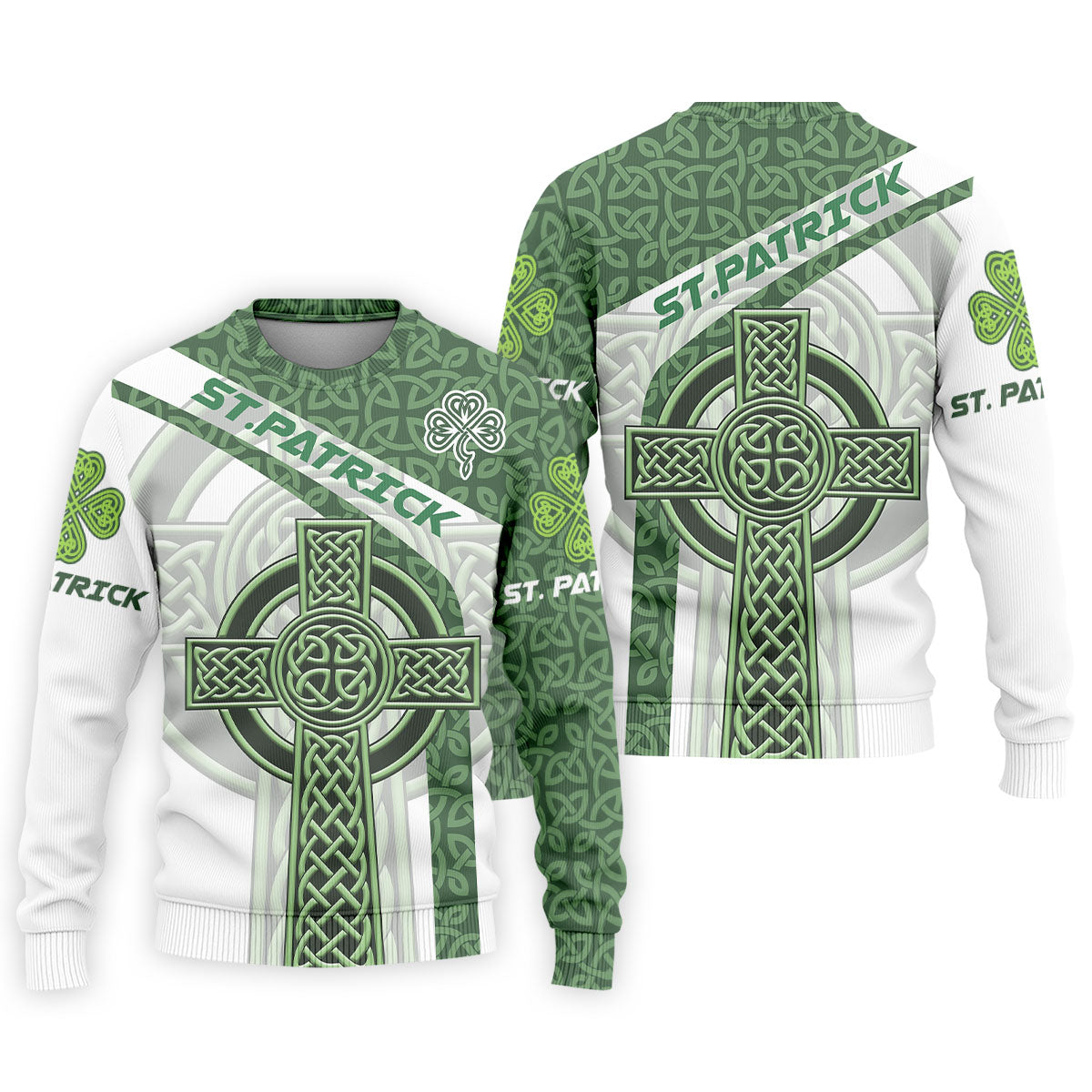 St Patrick's Day Celtic Knotwork Pattern Shamrock Golf Shirt, Polo Shirts For Men, Golf Shirts For Men