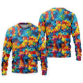 Autism Awareness Rainbow Gradient Puzzle Pattern Golf Tops For Men, Men's Golf Shirt, Polo Shirts For Men