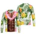 Tan Skin Tropical Muscle Chest Hawaiian Golf Polo Shirt, Golf Apparel For Men, Printed Golf Shirts