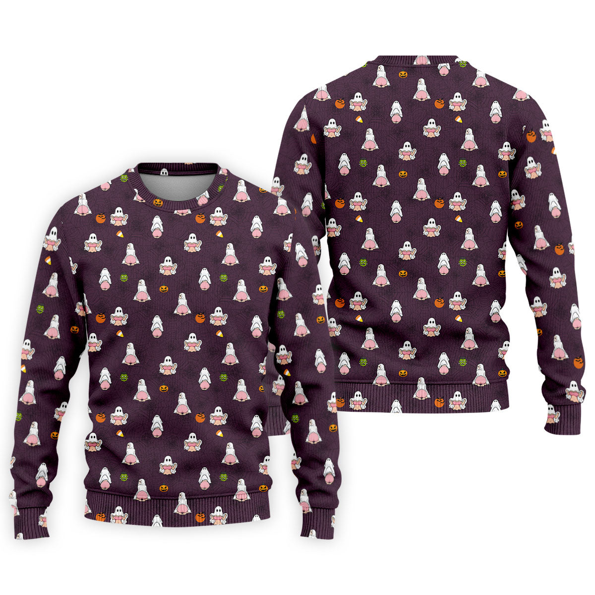 Cute Ghost Butt Halloween Pattern Golf Polo Shirt, Mens Golf Polo, Printed Golf Shirts