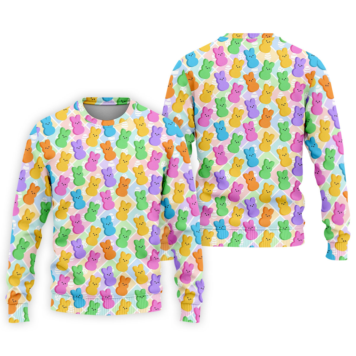 Pastel Easter Peeps Colorful Checkered Golf Shirts For Men, Cute Golf Outfit, Polo Shirts For Men