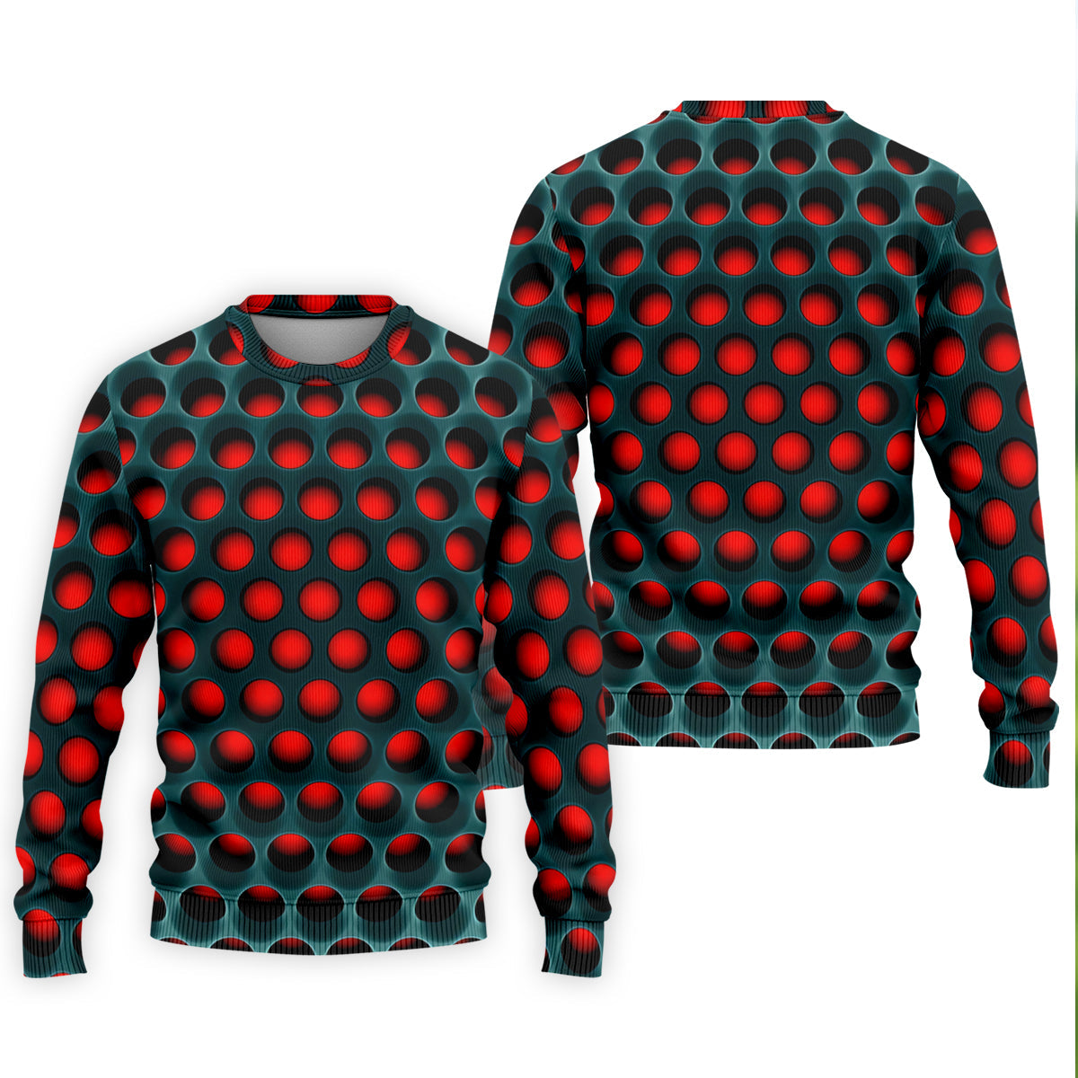 3D Effect Circular Pattern Red Golf Shirt, Cool Golf Outfit, Men's Funny Golf Shirts, Polo Shirts For Men