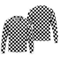 Black White Checkerboard Racing Pattern Golf Shirt, Men's Golf Shirt, Golf Polo Shirts For Men, Printed Golf Shirts
