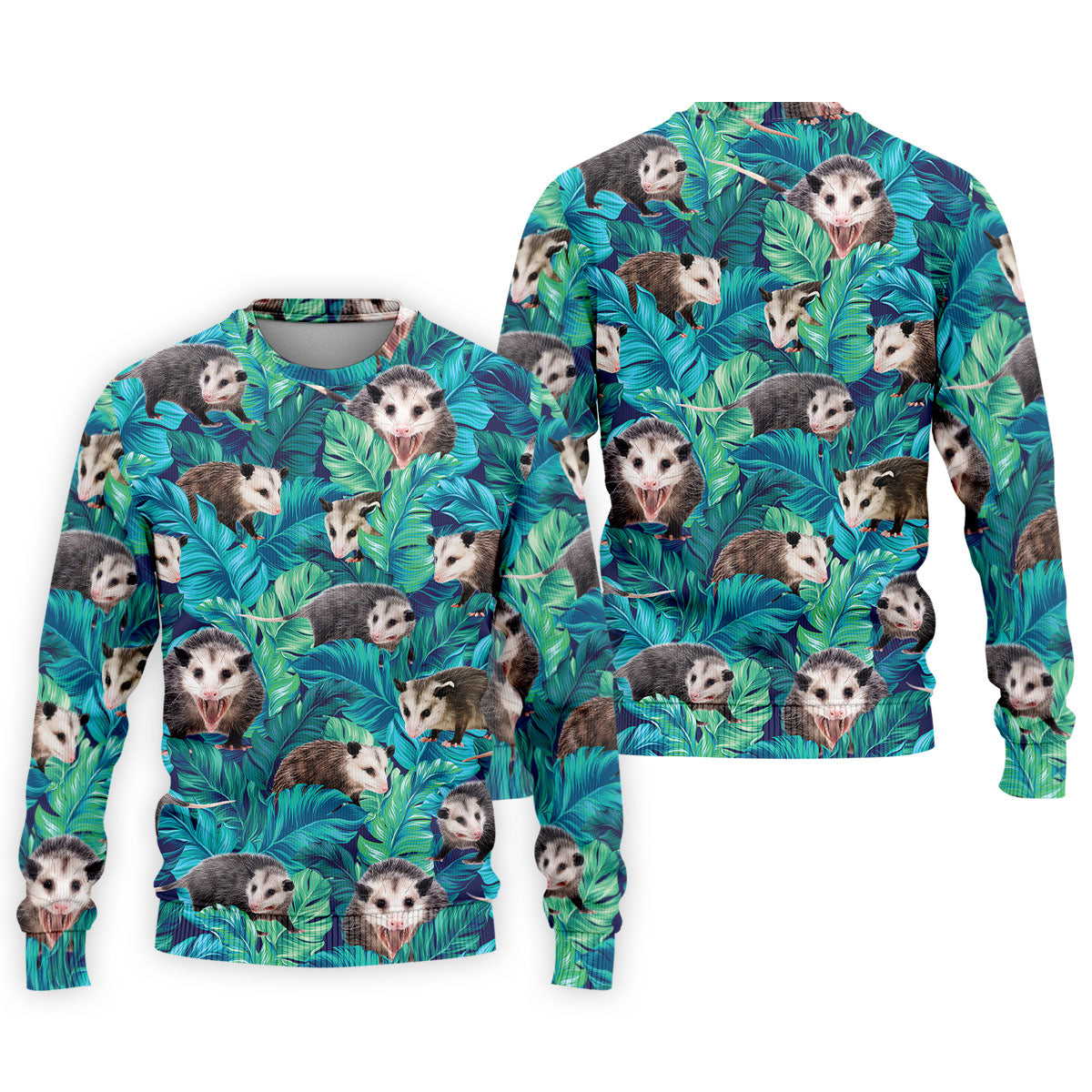 Playful Opossums Among Tropical Leaves Hawaiian Golf Polo, Golf Tops For Men, Golfing Apparel