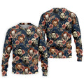 Gothic Floral Clown Doll Mask Hawaiian Polo, Golf Shirt For Men