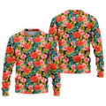 Red Hibicus Gold Palm Leaf Hawaiian Golf Shirt, Summer Theme Golf Shirts For Men