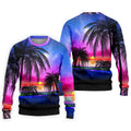 Palm Tree Beach Sunset Golf Shirt, Mens Golf Polo, Printed Golf Shirts, Golf Apparel For Men