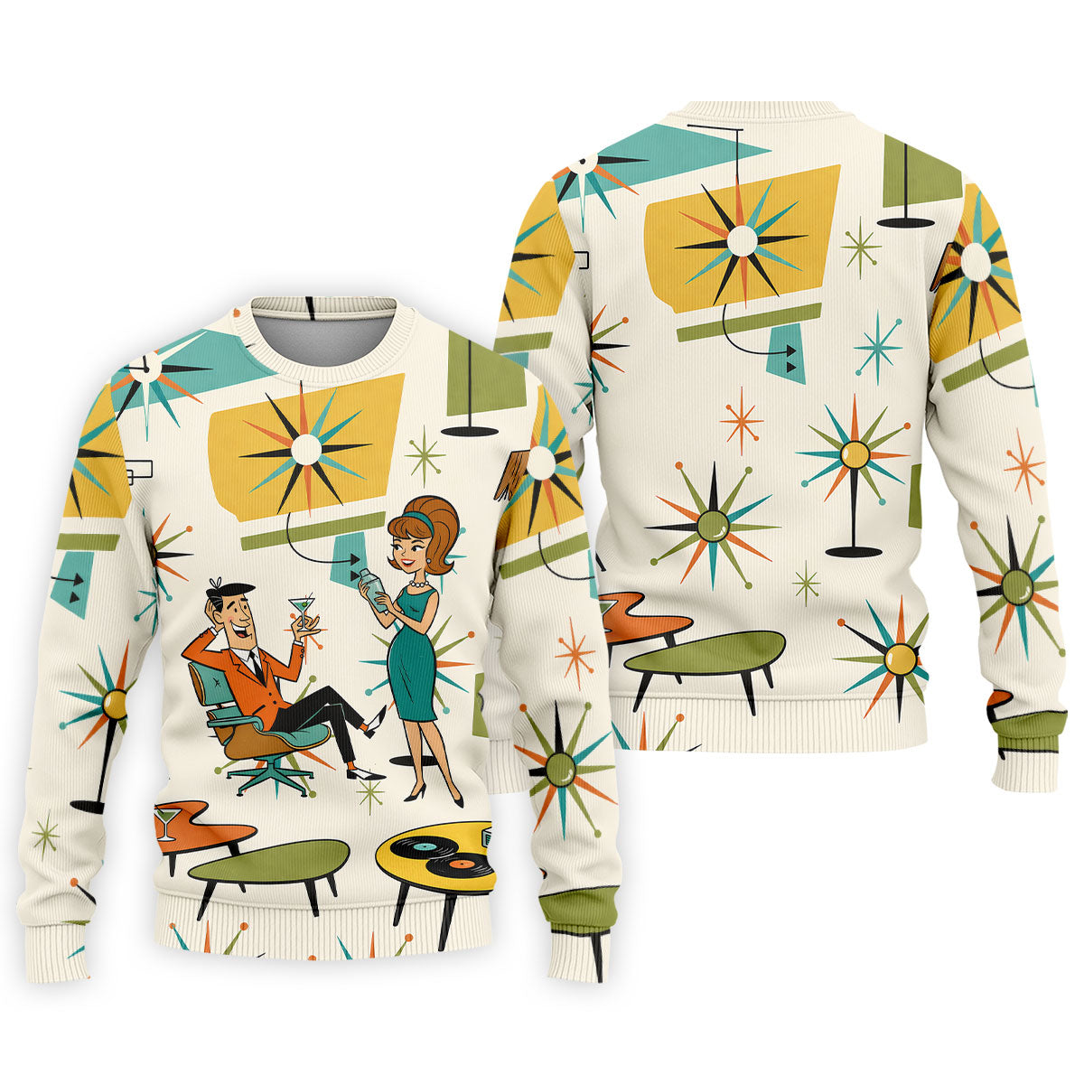 Atomic Cocktail Lounge Retro Hawaiian Golf Shirt, Men's Golf Shirt, Polo Shirts For Men