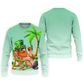 Leprechaun St Patrick's Day Hawaiian Summer Fun Golf Shirt, Golf Tops For Men, Golf Shirts For Men
