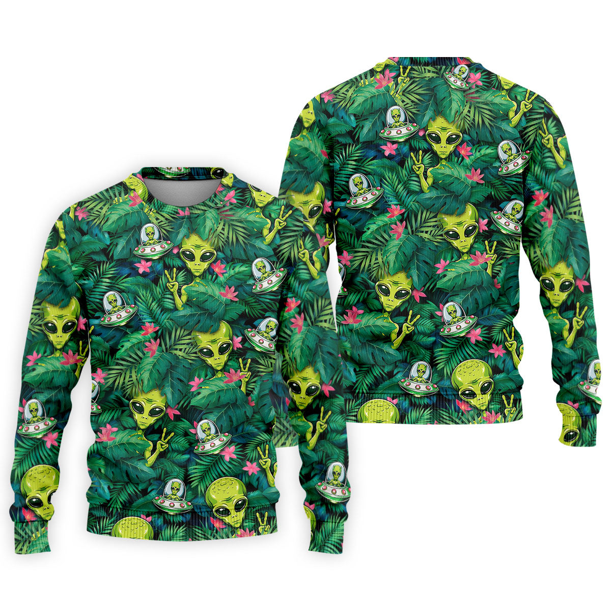 UFO and Alien Tropical Forest Hawaiian Golf Polo, Golf Tops For Men, Golfing Apparel