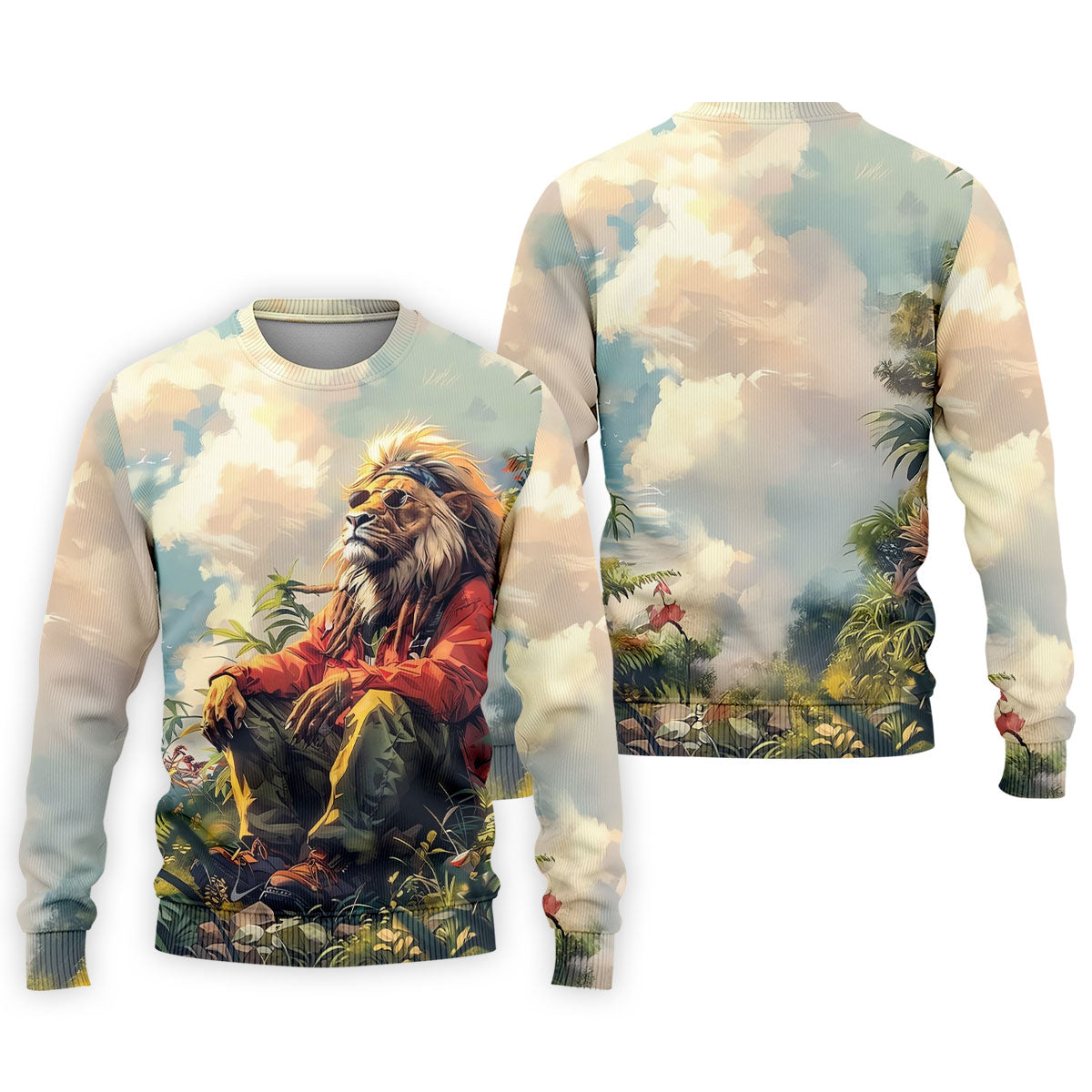 Lion Dreamscape Mist Hawaiian Golf Polo, Golf Tops For Men, Golfing Apparel