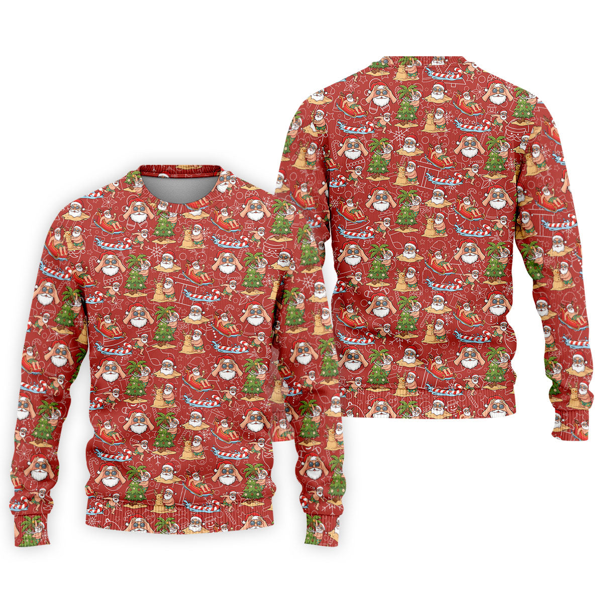 Tropical Santa Summer Christmas Pattern Polo Shirt, Mens Golf Polo, Christmas Shirt