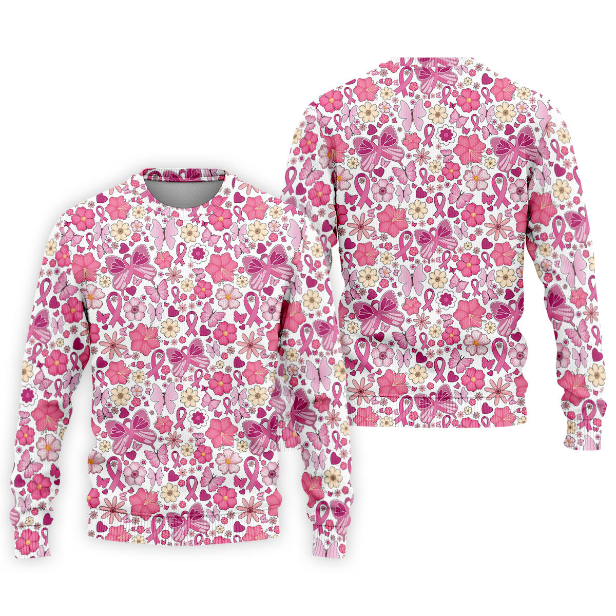 Breast Cancer Pink Ribbon Floral Golf Shirt, Cancer Awareness Shirt, Polo Shirts For Men, Golfing Apparel