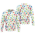Colorful Bunny Funny Golf Shirt, Easter Bunny Pattern Golf Tops For Men, Golf Shirts For Men