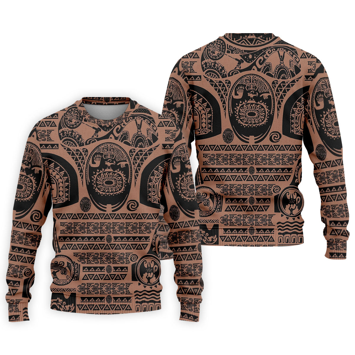 Maori Tattoo Pattern with Traditional Tiki Mask Hawaiian Golf Polo, Golf Tops For Men, Golfing Apparel