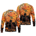 Spooky Black Cat Halloween Golf Polo Shirt, Men's Golf Shirts, Hawaiian Golf Shirt
