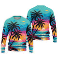 Tropical Sunset Palm Tree Hawaiian Golf Shirt, Men’s Golf Shirt, Golf Shirts For Men