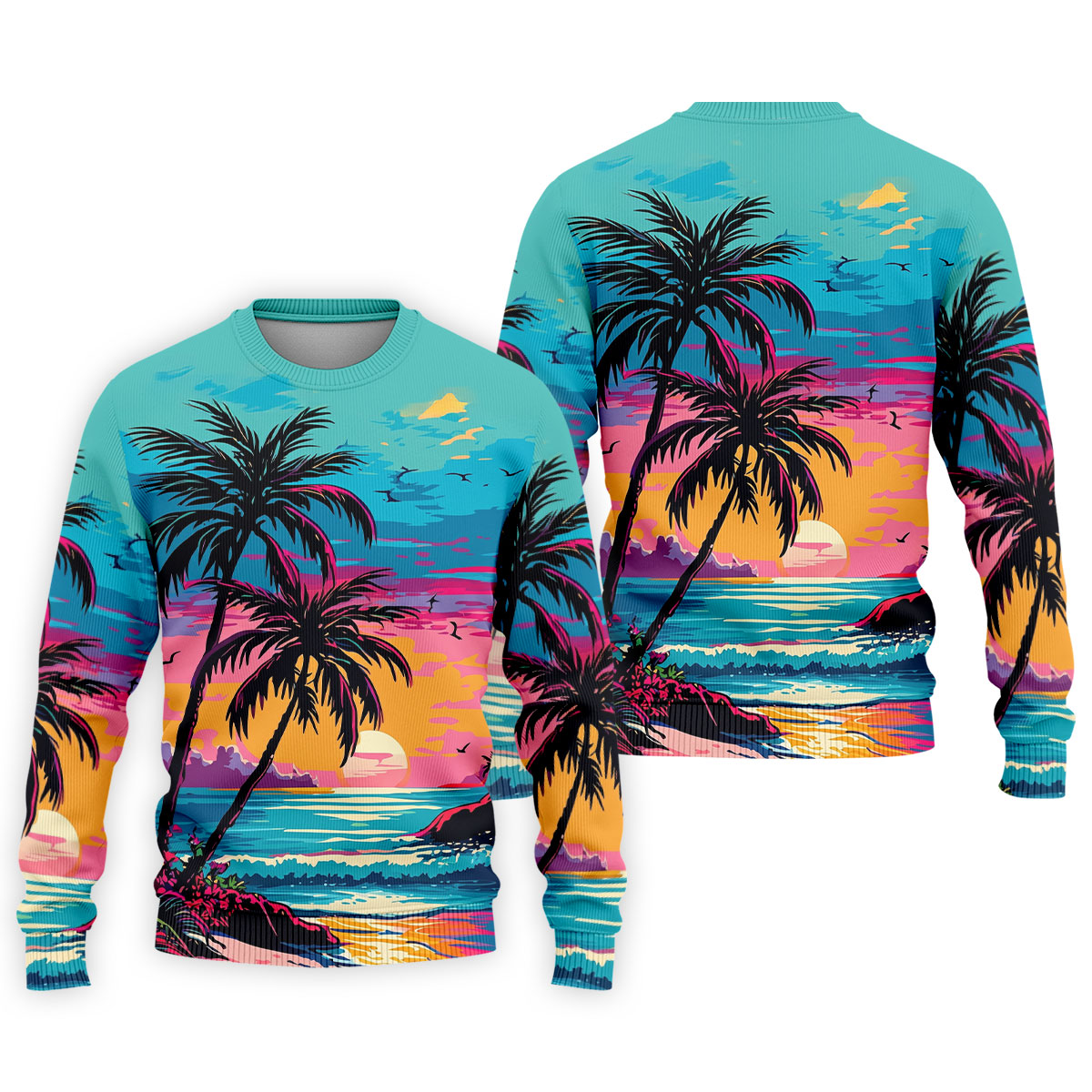 Tropical Sunset Palm Tree Hawaiian Golf Shirt, Men’s Golf Shirt, Golf Shirts For Men