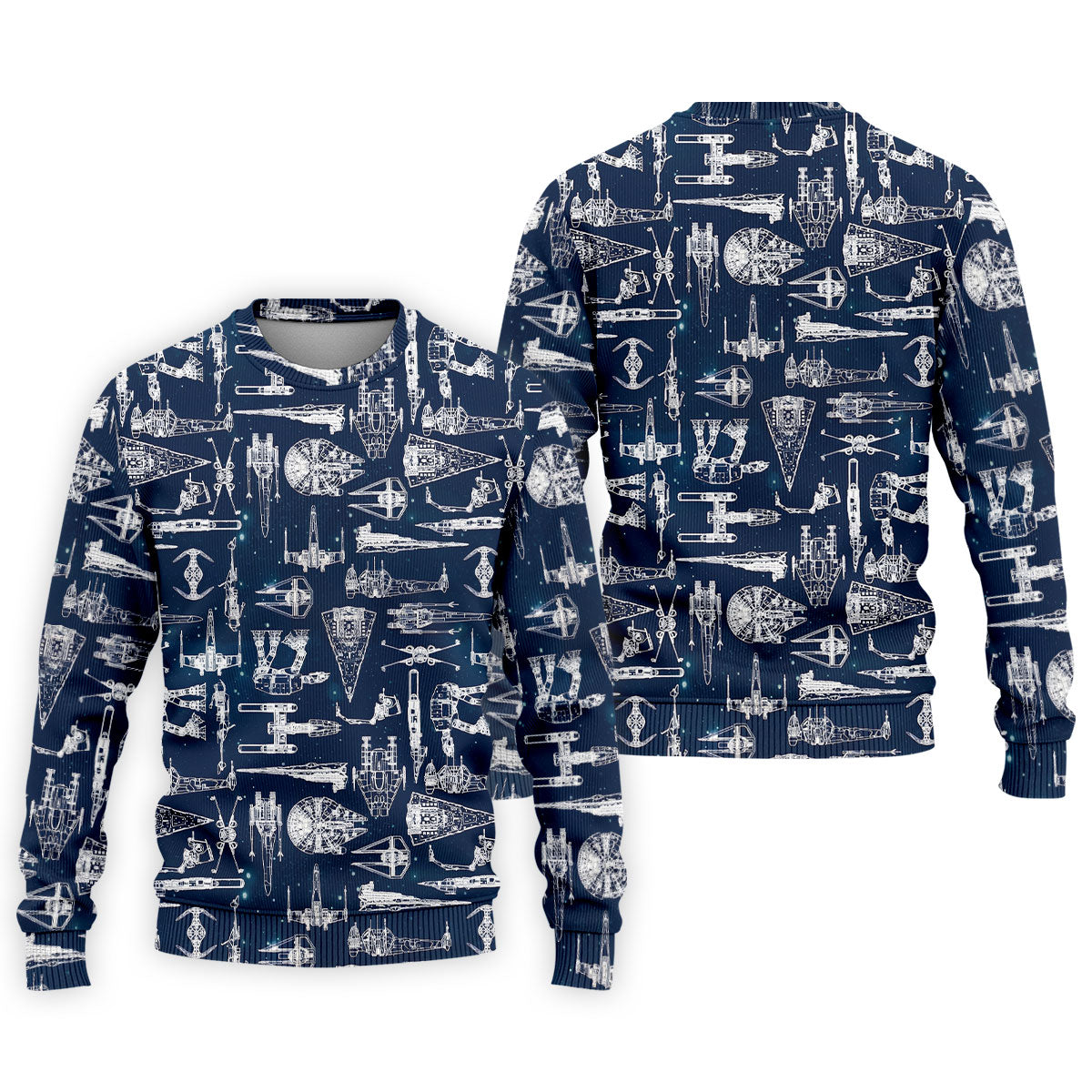 Line-art Sketches Sci-Fi Spacecraft Dark Navy Golf Shirts For Men, Polo Shirts For Men, Golfing Apparel