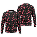 Strawberry Slice Black Golf Shirt, Men's Golf Shirt, Hawaiian Golf Shirt, Golf Shirts For Men