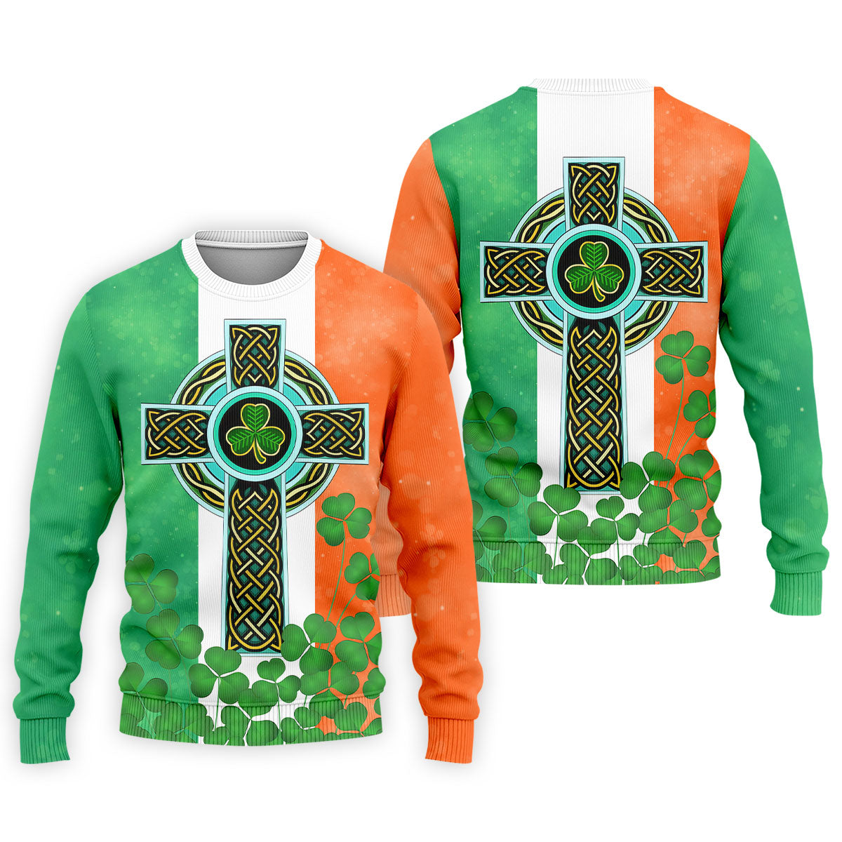 Celtic Cross Knotwork St Patrick's Day Shamrock Golf Shirt, Men's Golf Polo Shirts, Golf Shirts For Men