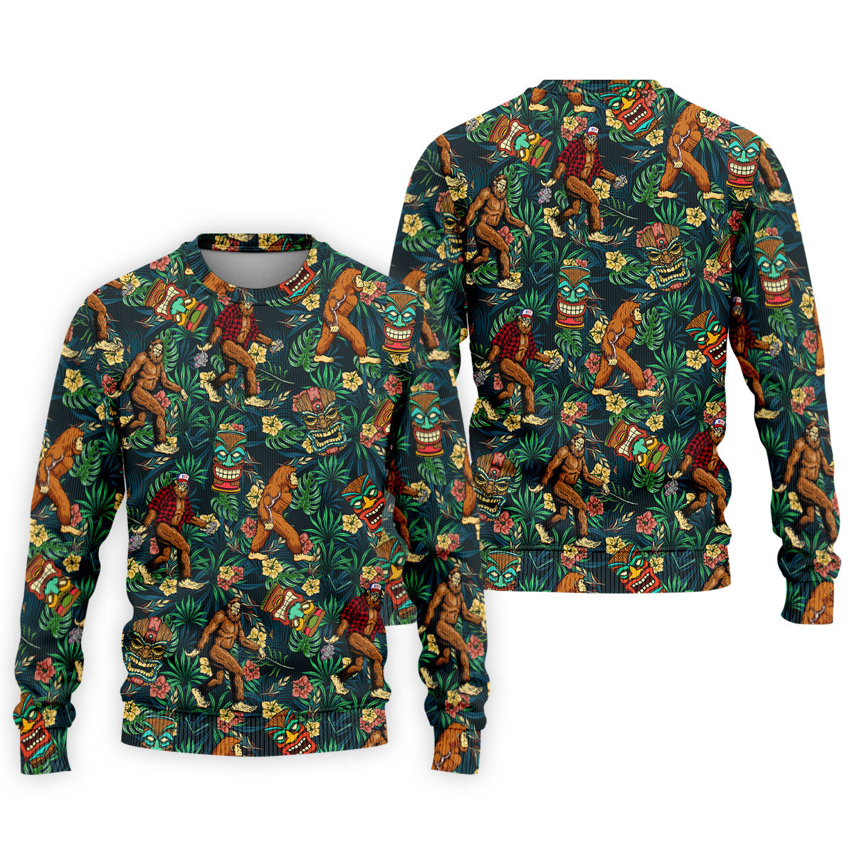 Bigfoot Tropical Tiki Resort Pattern Design Hawaiian Golf Polo, Golf Tops For Men, Golfing Apparel
