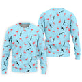 Light Blue Flamingo Pattern Golf Polo Shirt, Men's Golf Shirt, Golf Polo Shirts For Men