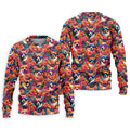 Tropical Corgi Floral Pattern Hawaiian Golf Polo, Golf Tops For Men, Golfing Apparel
