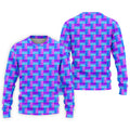 Purple Blue Gradient Checkered Pattern Golf Shirt, Mens Golf Polo, Printed Golf Shirts, Golf Polo Shirts For Men