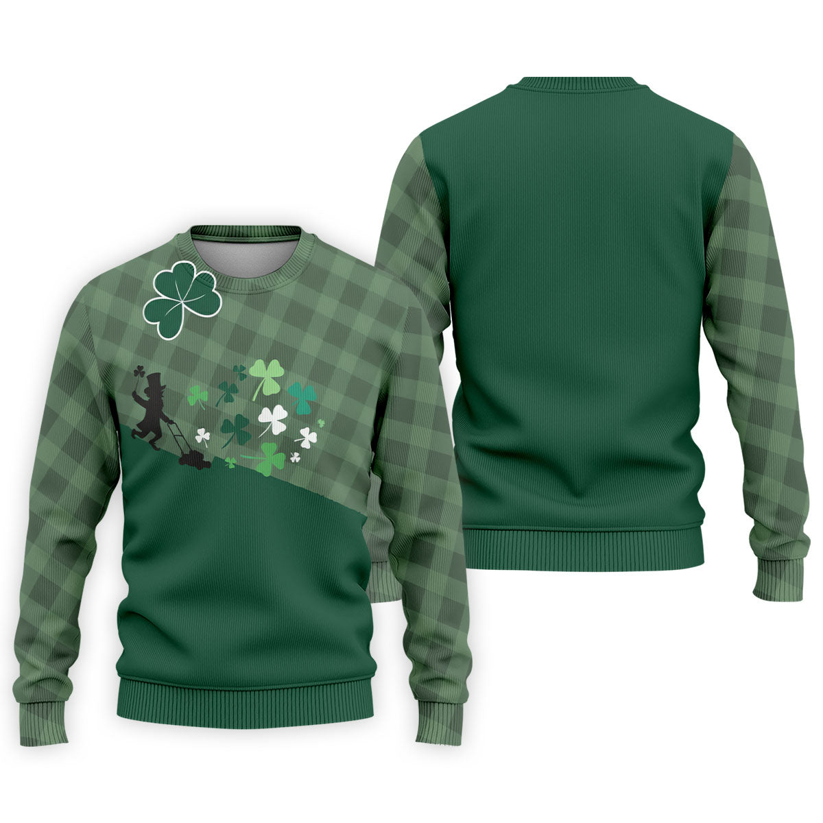 Green Checkered Leprechaun Shamrock St Patrick's Day Golf Shirt, Performance Golf Shirt, Polo Shirts For Men