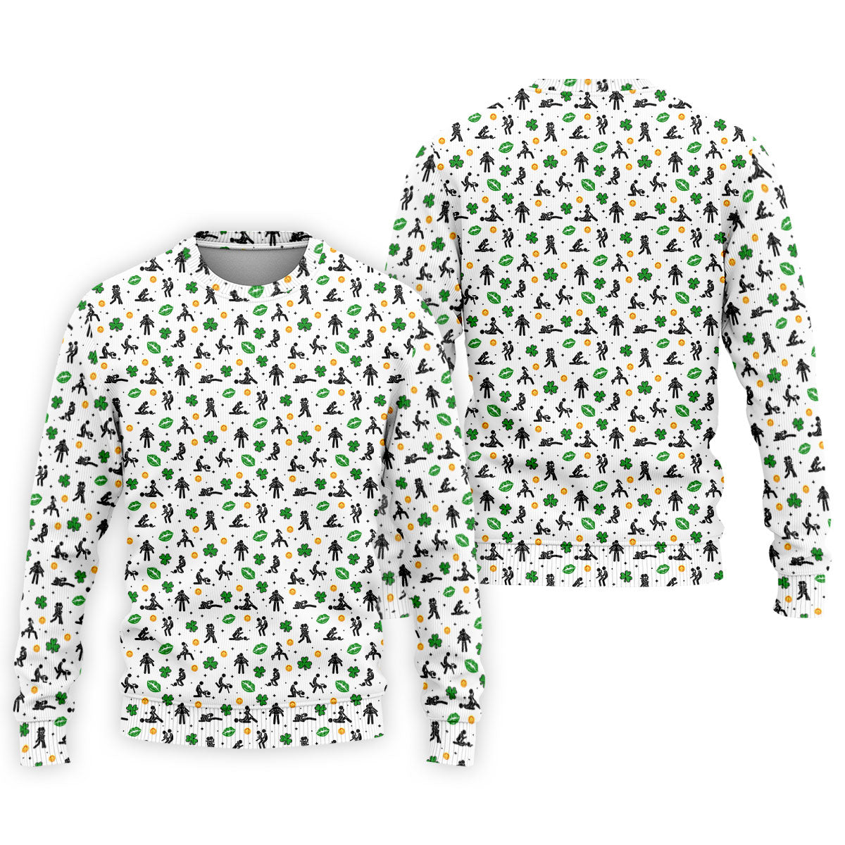 Funny Stick Figure Naughty Position Shamrock St Patrick's Day Golf Shirt, Performance Golf Shirt, Polo Shirts For Men