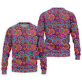 Colorful Mandala Floral Pattern Zip Hoodie, Graphic Zip Hoodie, Hooded Sweatshirt For Men