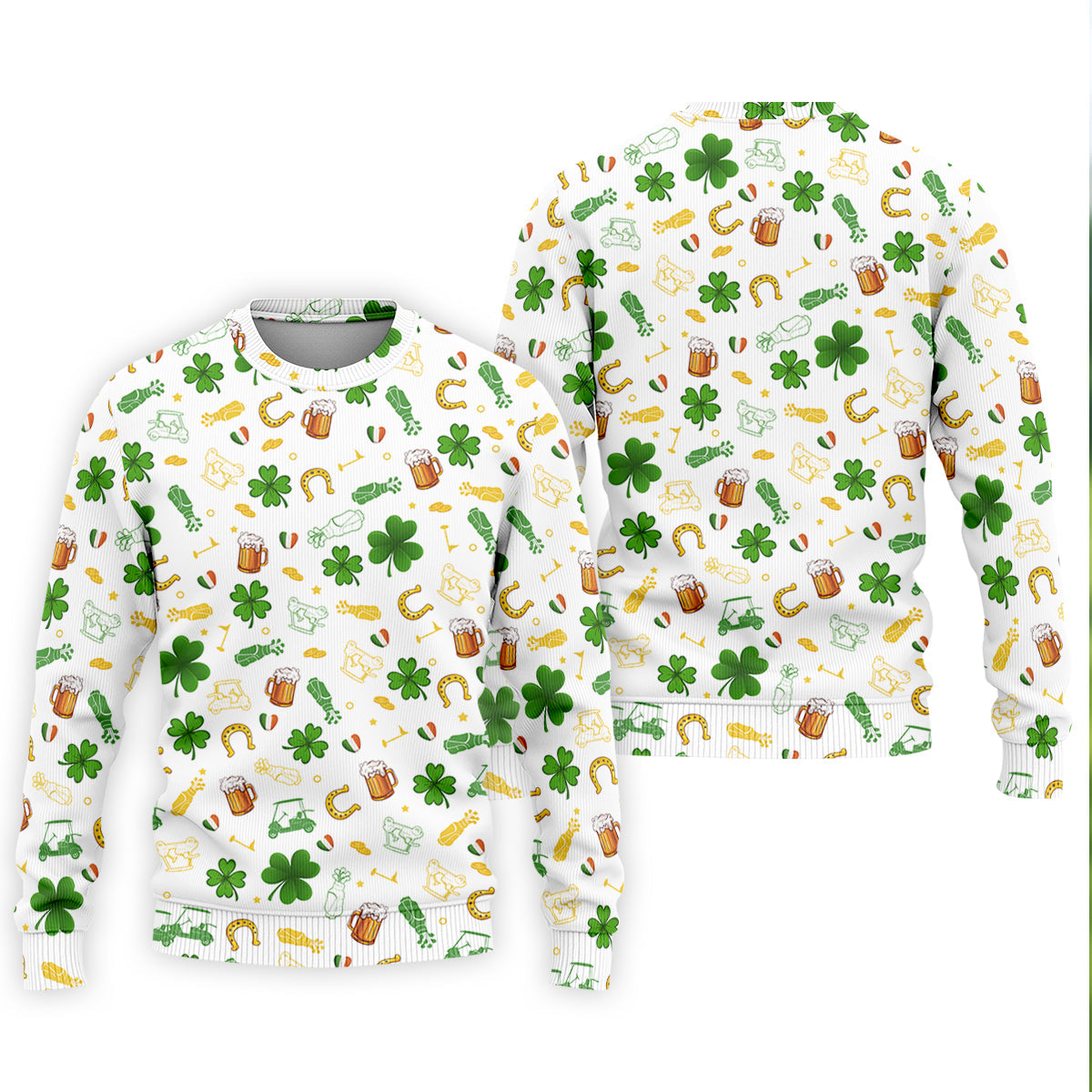 St Patrick's Day Beer Golden Horseshoes Shamrock Golf Shirt, Polo Shirts For Men, Golf Shirts For Men