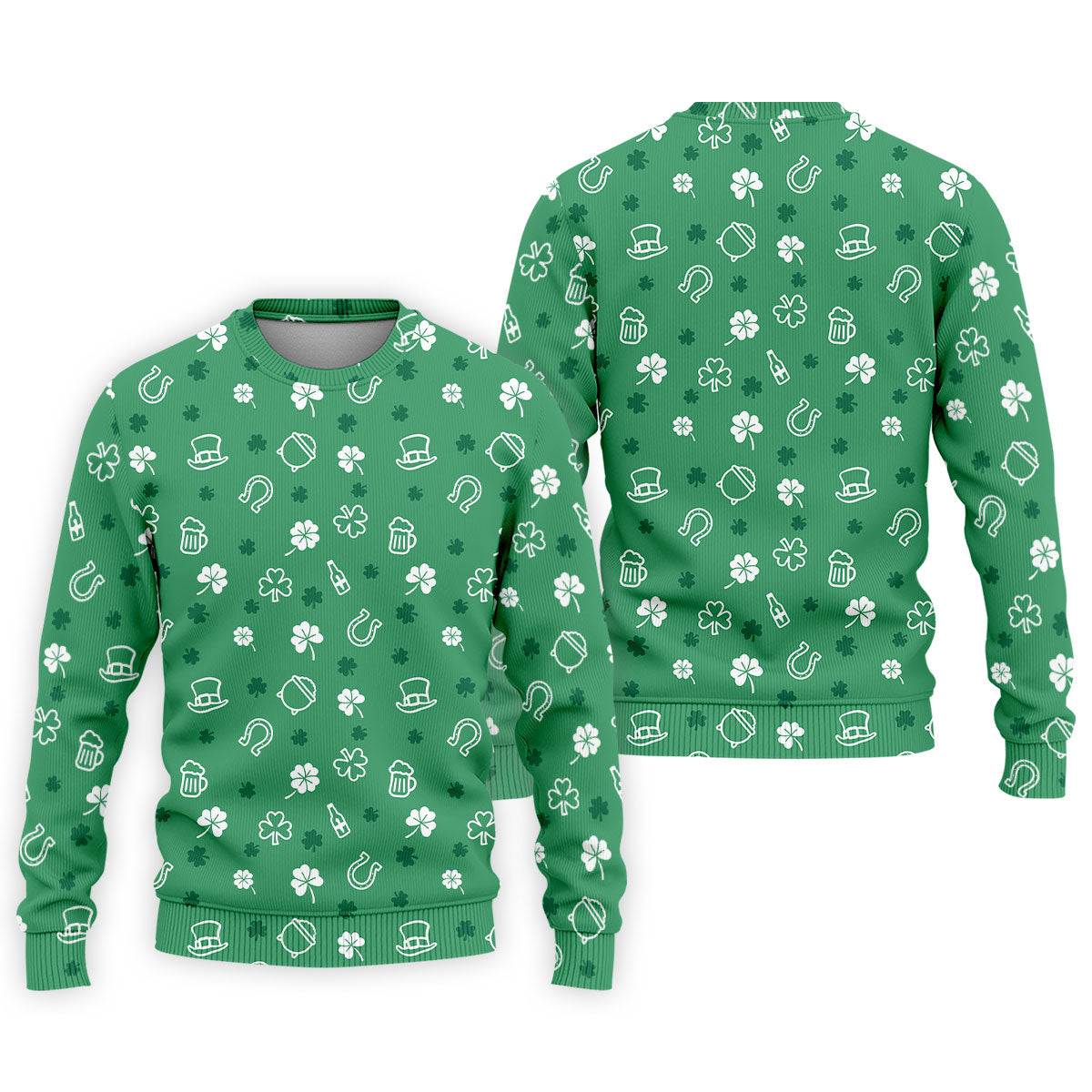 Leprechaun Hat Shamrock Beer Seamless Pattern St. Patrick’s Day Golf Shirt, Polo Shirts For Men, Golf Shirts For Men