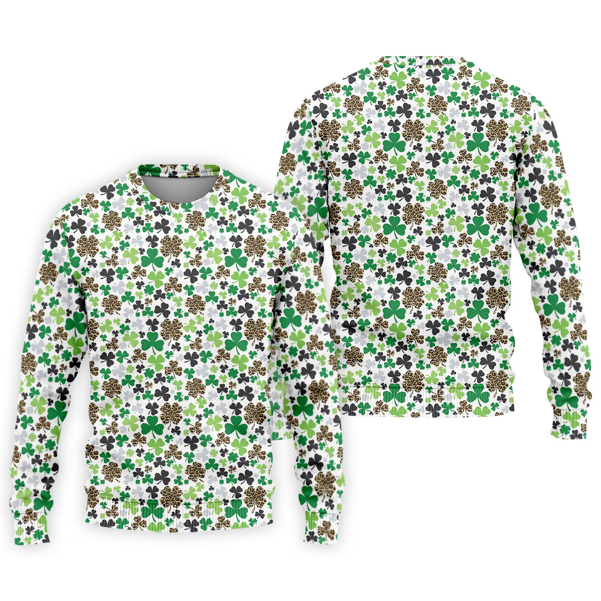 Leopard Pattern St Patrick's Day Shamrock Golf Shirt, Fun Golf Shirts For Men, Polo Shirts For Men