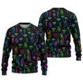 Neon Bigfoot Alien UFO Pattern Golf Polo Shirt, Men's Golf Shirt, Printed Golf Shirts